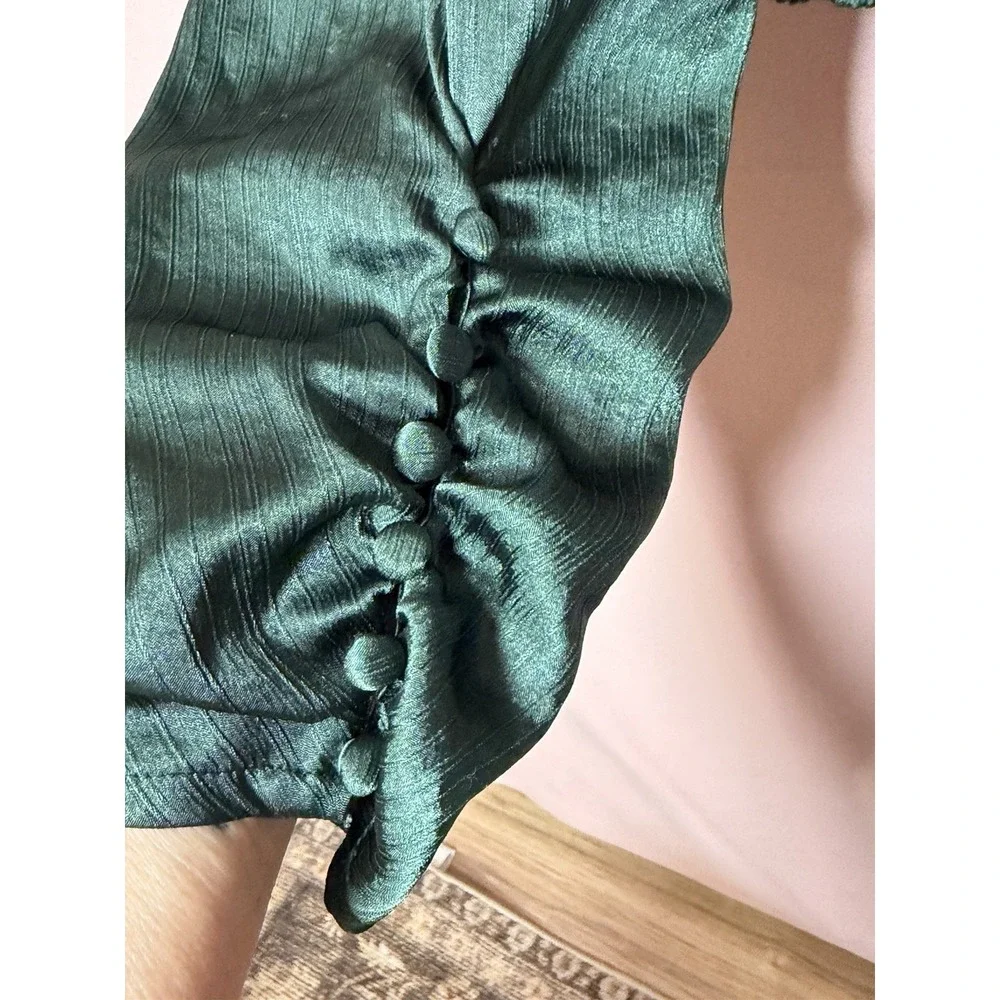 Free People Santiago Cropped Blouse Women's Small  Emerald Green